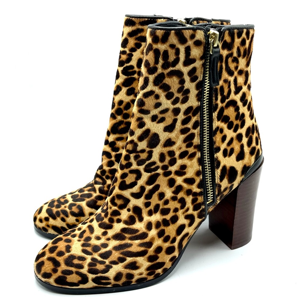 Katherine Kelly Leopard Print Leather Ankle Bootie